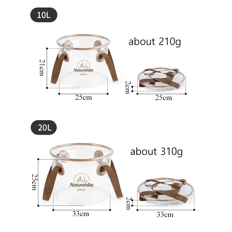 NATUREHIKE Foldable 20L Water Bucket for Camping, BBQ, and Travel