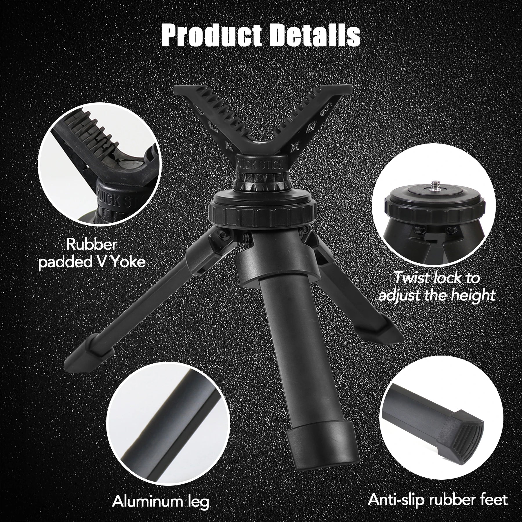 Compact Tactical Shooting Tripod – Adjustable V Yoke Rifle Rest for Hunting and Outdoors