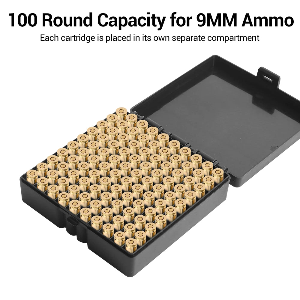 AIRSSON Bullet Box – 50/99 Round Ammo Storage Case for 9mm, .223/5.56mm, 7.62x39mm