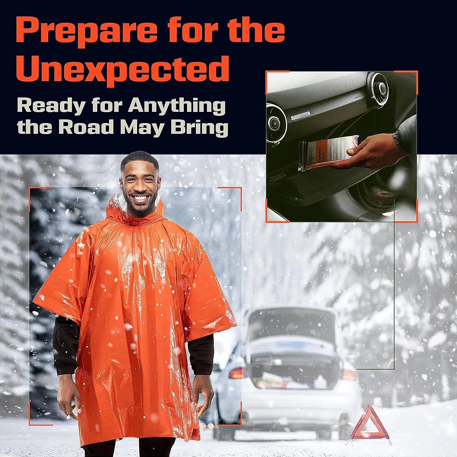 Emergency Thermal Rain Poncho with Survival Blanket for Camping and Outdoors