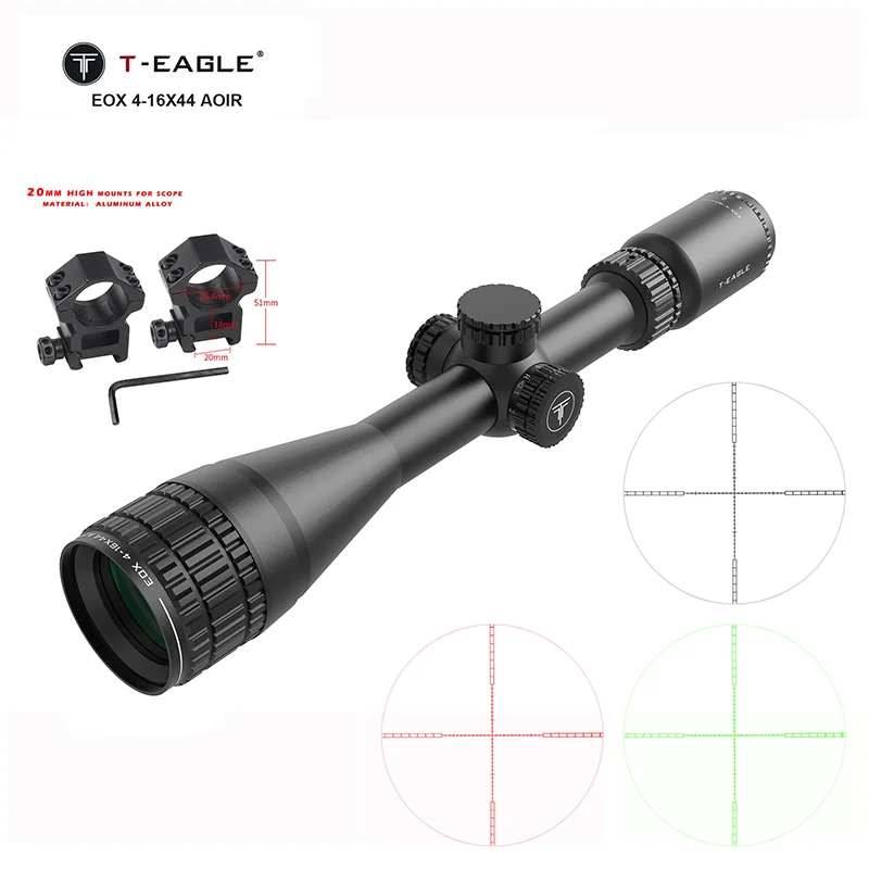 T-EAGLE EOX 4-16×44 AOIR Tactical Rifle Scope - Illuminated Variable Optic for Precision Hunting