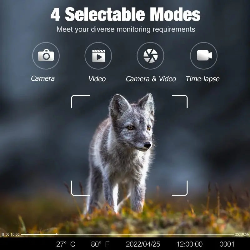 4G 4K 36MP Wildlife Trail Camera with Live APP Control & No-Glow IR LEDs