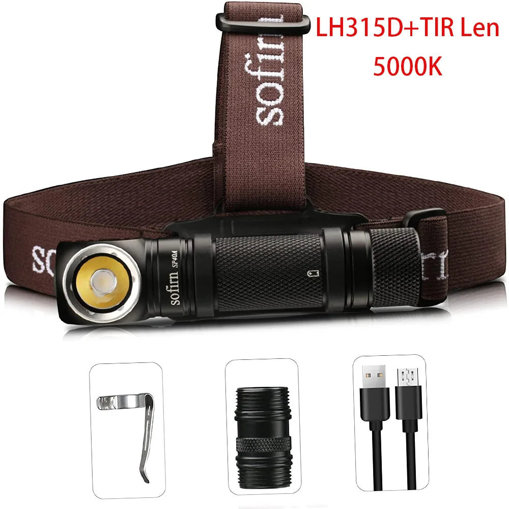 SOFIRN SP40A - 1200 Lumen TIR Optics Headlamp with Magnetic Tail and USB Charging