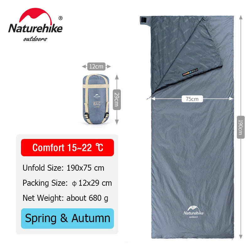 NATUREHIKE LW180 Ultralight Cotton Sleeping Bag for Spring Summer Camping Hiking Outdoor