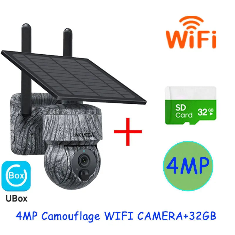 INQMEGA 5MP 4MP Solar PTZ Security Camera – Wireless 4G WiFi CCTV with Two-Way Audio