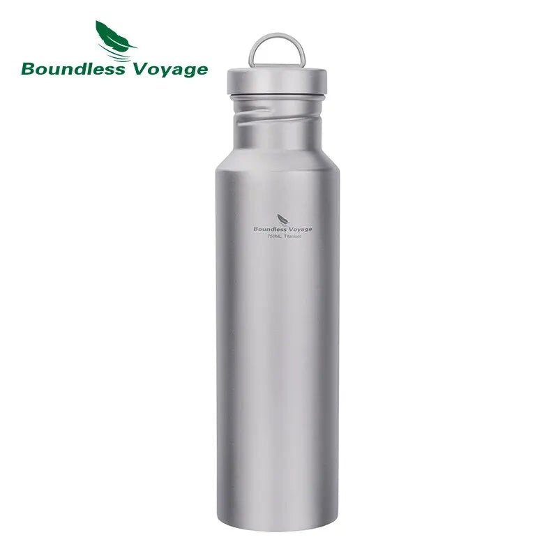 BOUNDLESS VOYAGE Titanium Water Bottle – Leak-Proof Wide Mouth Bottle for Camping & Travel