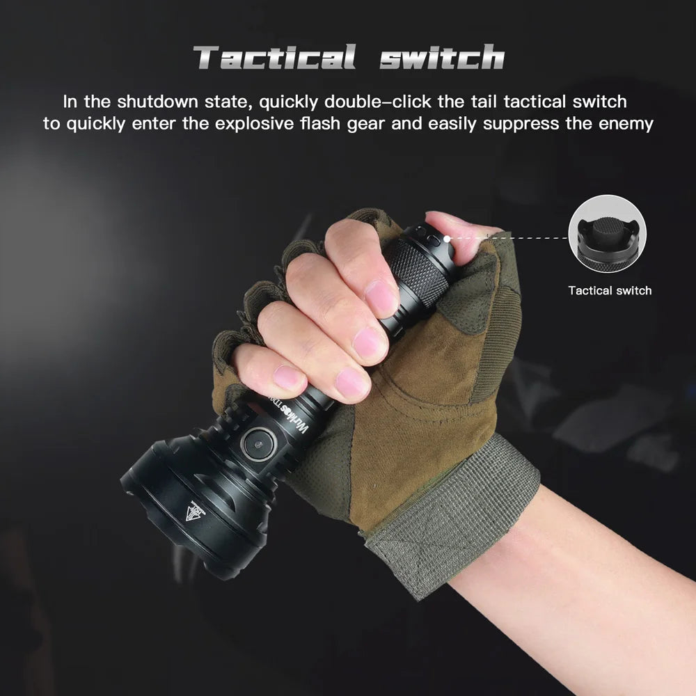 WURKKOS TD01 2200 Lumen Tactical USB-C Flashlight with 1039m Throw Distance