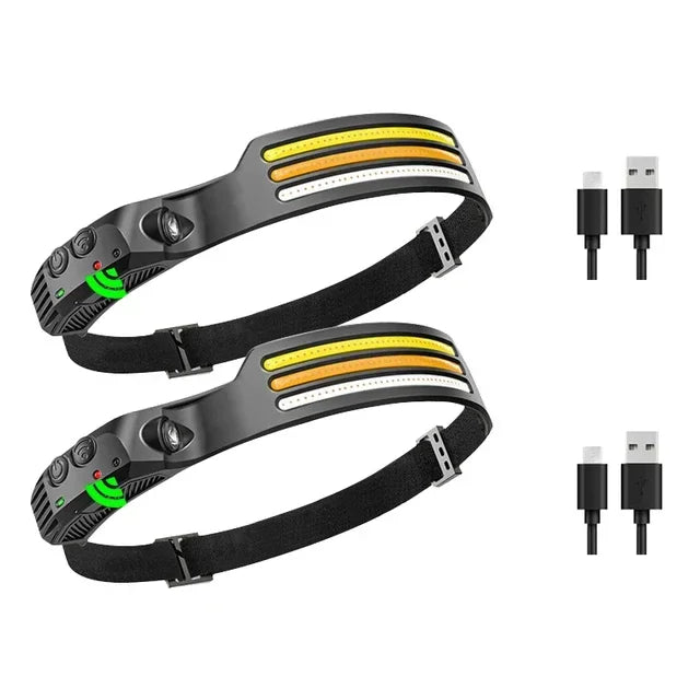 KDULIT 450LM Sensor LED Headlamp – USB Rechargeable Head Torch for Camping & Fishing