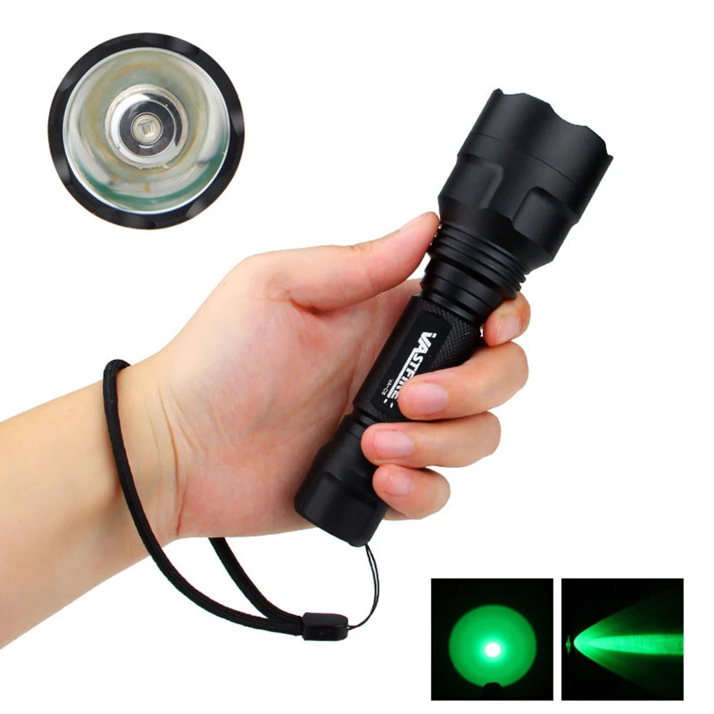 VASTFIRE C8 LED Hunting Flashlight - Multi-Color White/Green/Red Light with 18650 Battery for NZ Hunting