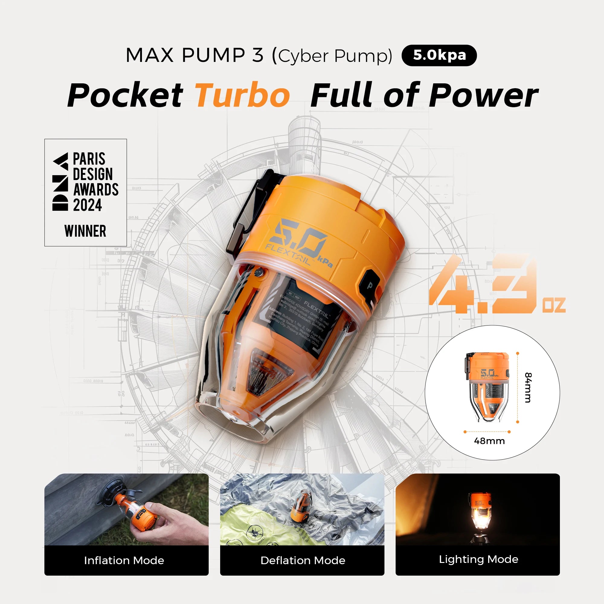 FLEXTAILGEAR MAX PUMP 3 Portable Electric Air Pump & Lantern