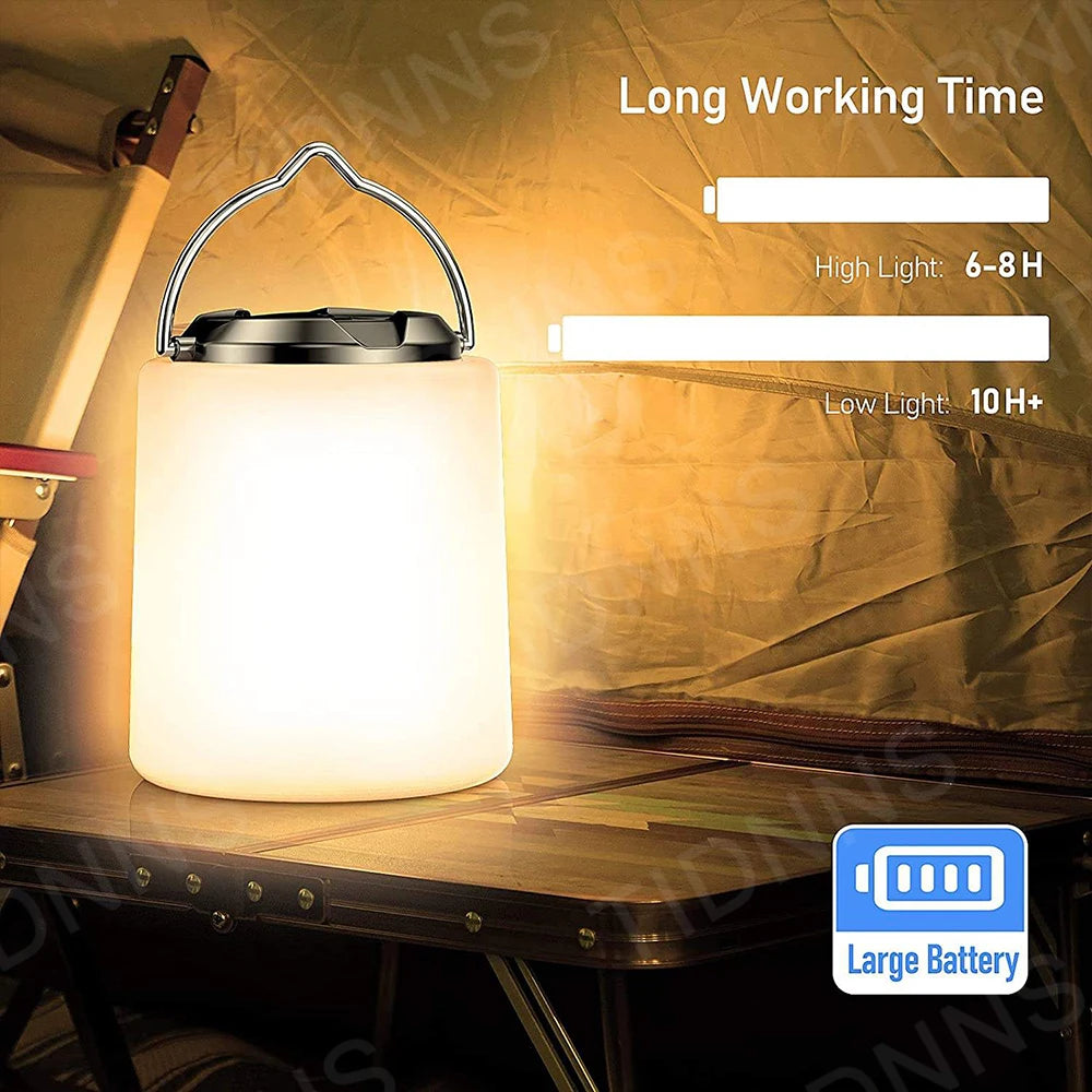TIDNNS LED Rechargeable Camping Lantern - Portable Light with Built-in Flashlight Function