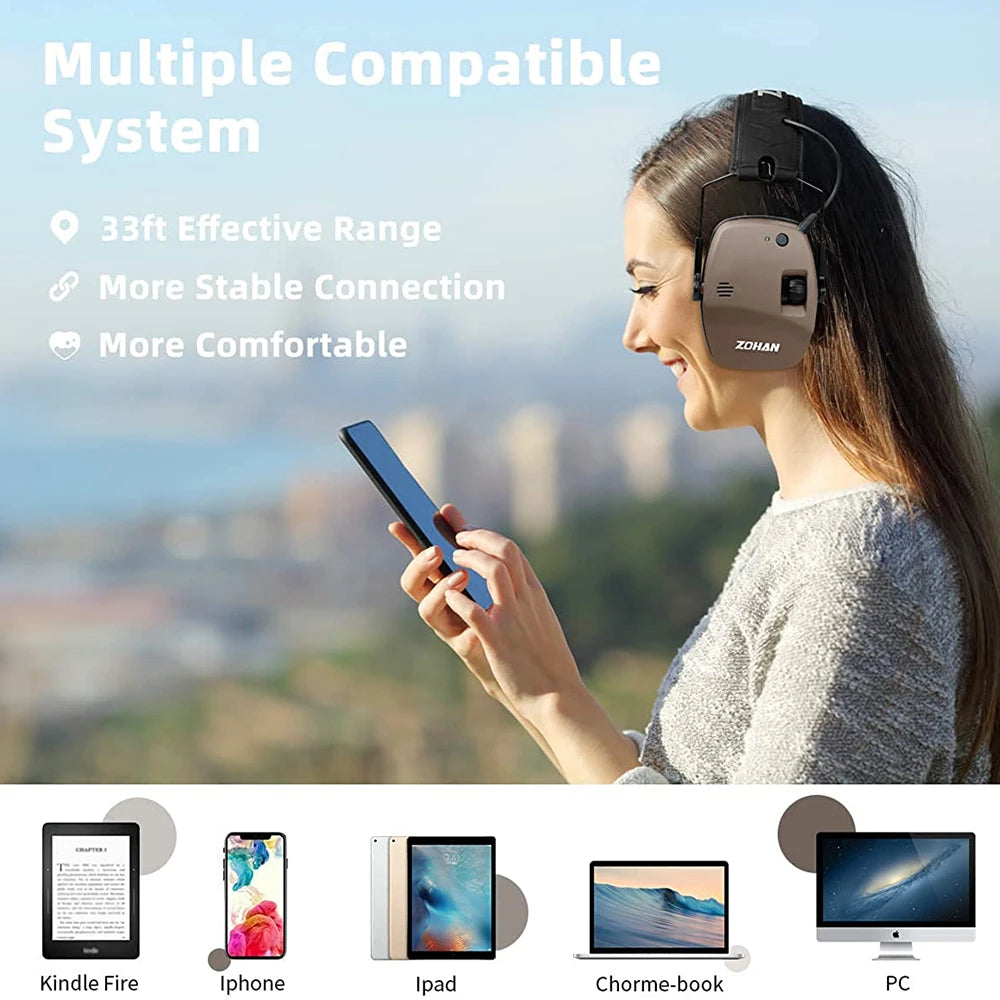 ZOHAN Bluetooth 5.0 Electronic Shooting Earmuffs – Noise Reduction and Sound Amplification