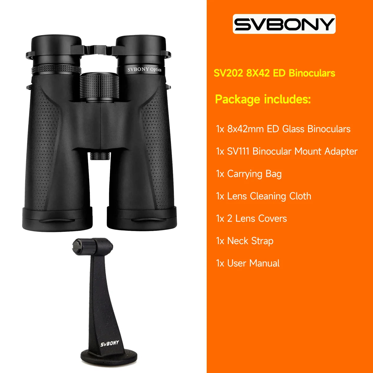 SVBONY SV202 ED Binoculars – Waterproof BAK4 Optics for Birdwatching & Stargazing