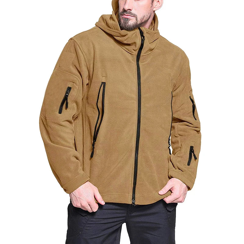 REFIRE GEAR Winter Tactical Fleece Jacket for Men – Warm Polar Outdoor Hoodie