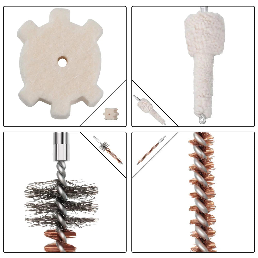 8Pcs Tactical Gun Cleaning Kit – Bronze, Stainless Steel, Cotton Brushes for .30/.308/.223cal