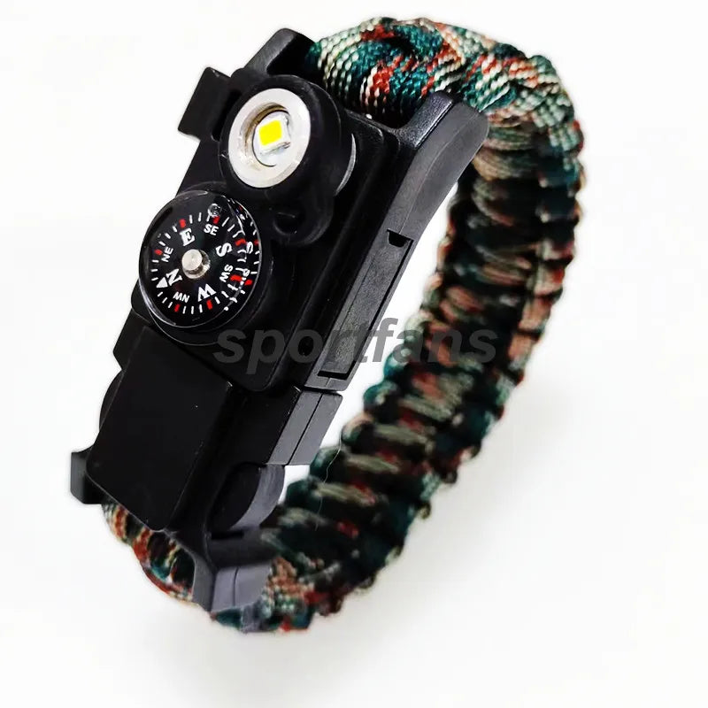SPORTFANS Waterproof LED Paracord Bracelet – Emergency Survival Cord for Outdoor Adventures