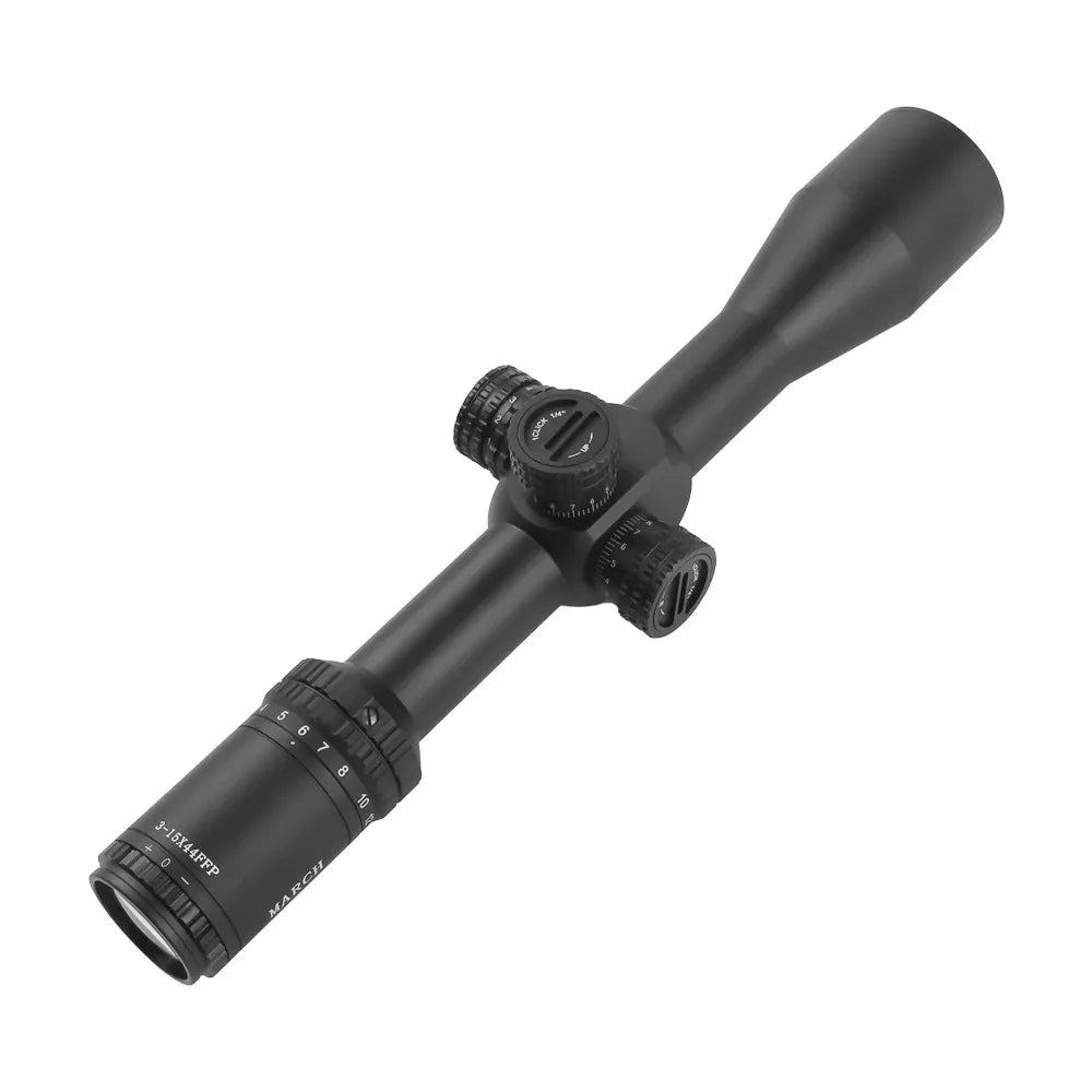 MARCH SK 3-15×44 FFP Tactical Rifle Scope - First Focal Plane Illuminated Optic for Long Range Hunting