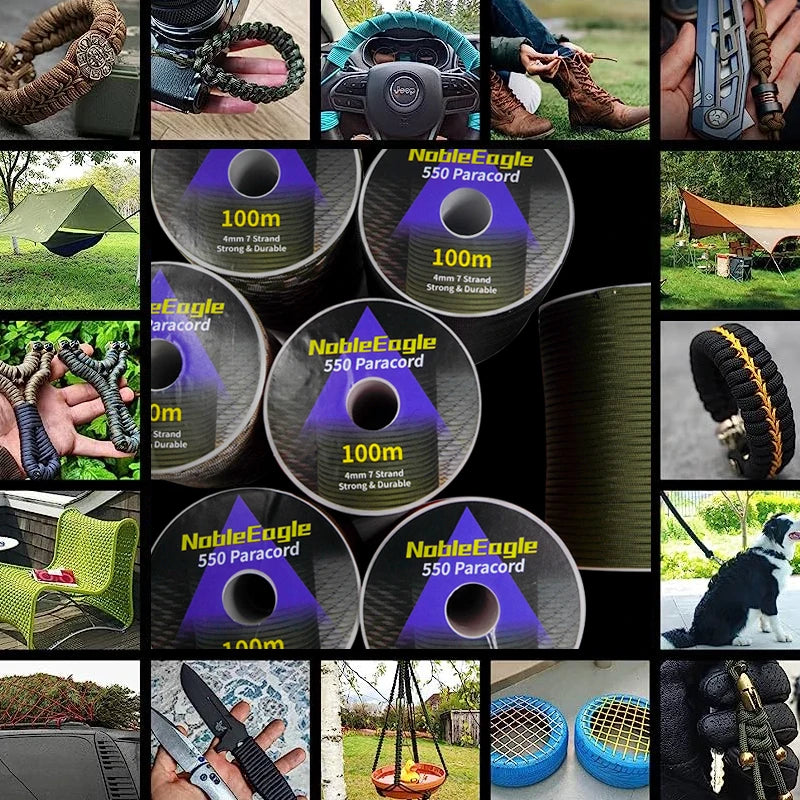 NOBLE EAGLE Military 650 Paracord – 9-Strand 4mm Tactical Survival Rope for Camping