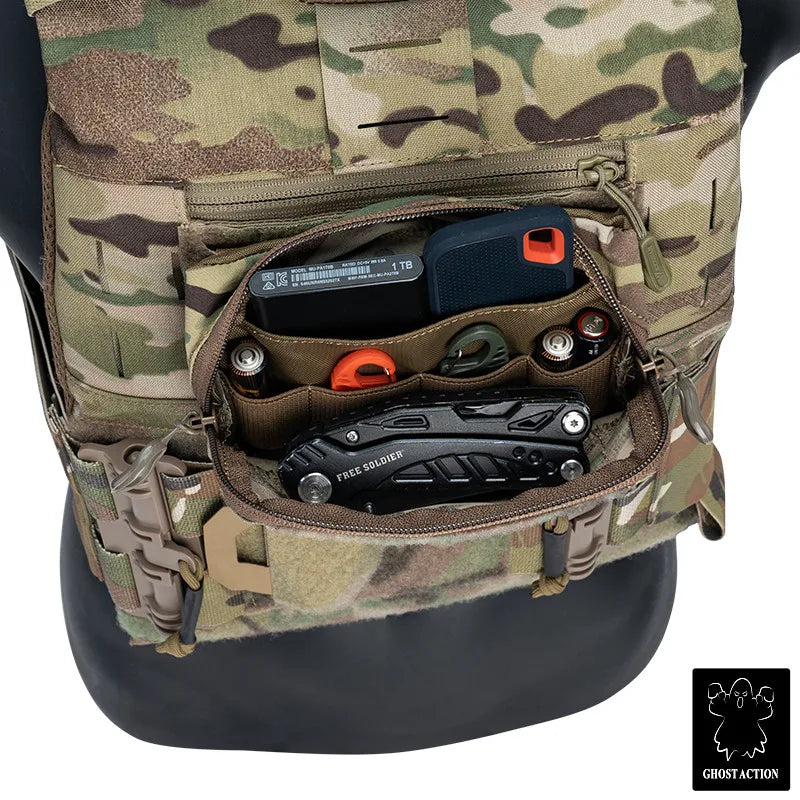 GHOST ACTION Tactical Admin Pouch – MOLLE Dual-Zipper EDC Utility Pouch