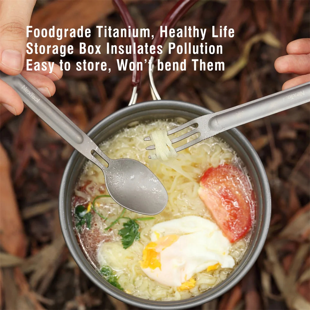 NEXTOOL Fork Spoon 2-in-1 Pure Titanium Spork for Camping and Outdoor Use