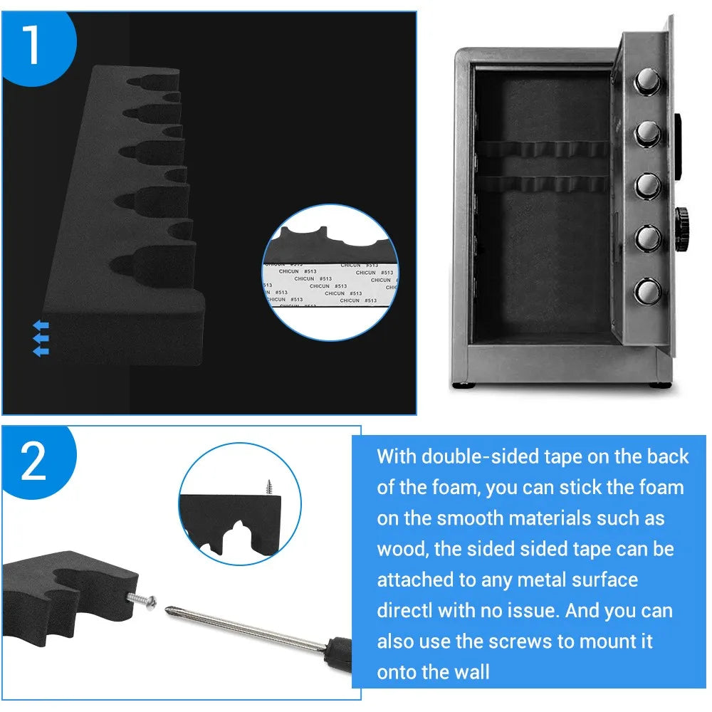 Foam Gun Rack Wall-Mount – 3/5 Slot Self-Adhesive Rifle Holder for Hunting Accessories