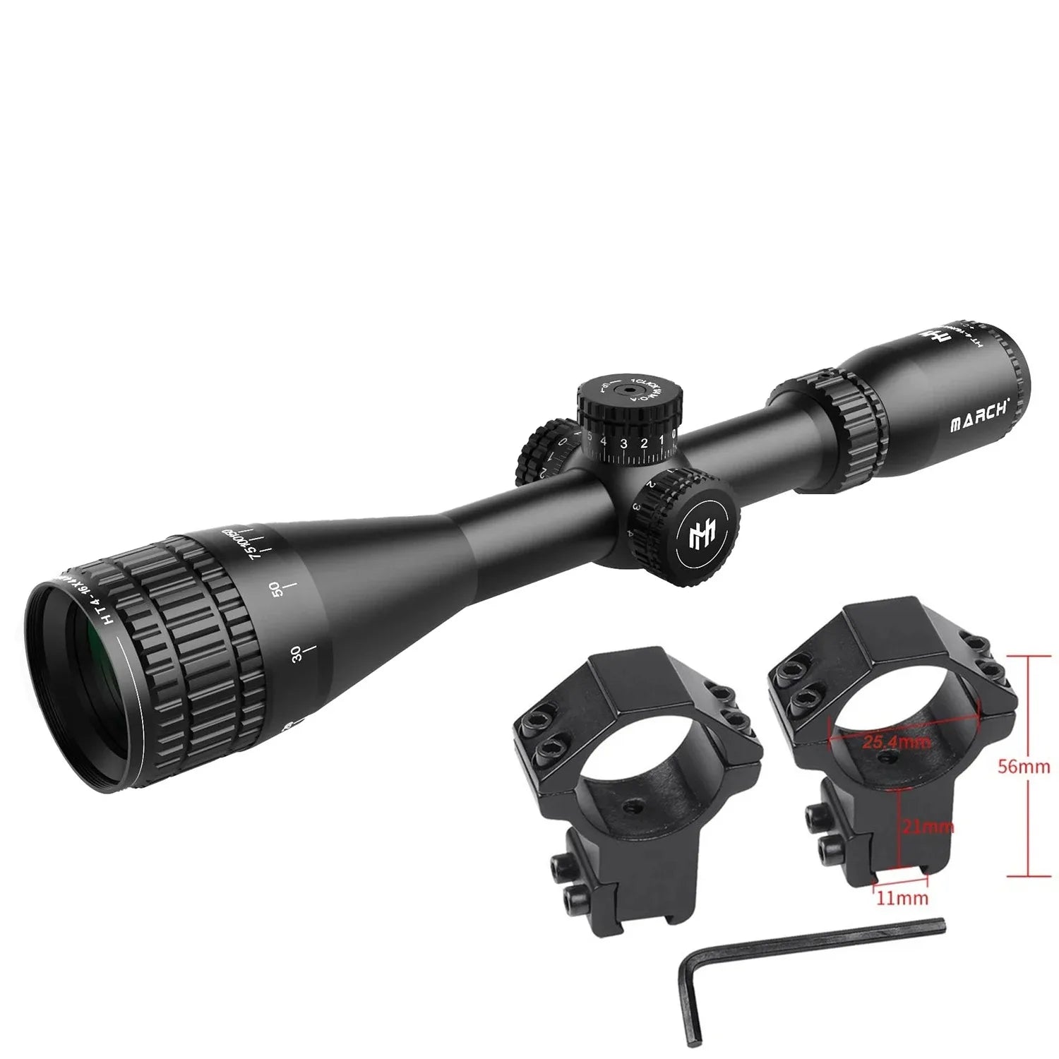 MARCH HT 4-16×44 AOE Tactical Rifle Scope - Illuminated Variable Optic for Long Range Hunting