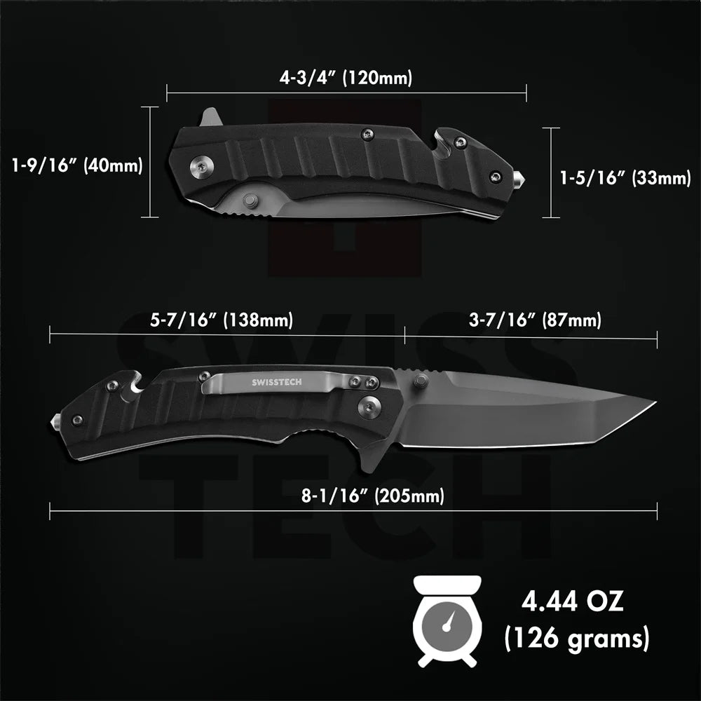 SWISS TECH Folding Pocket Knife 20.6cm Stainless Steel Outdoor Camping Tool