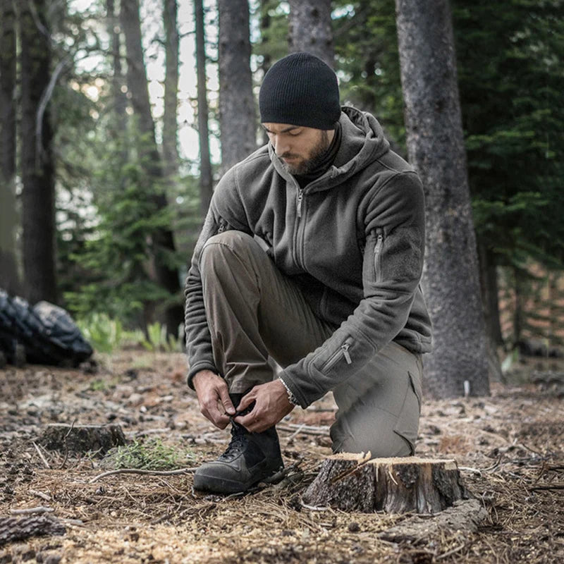 REFIRE GEAR Winter Tactical Fleece Jacket for Men – Warm Polar Outdoor Hoodie