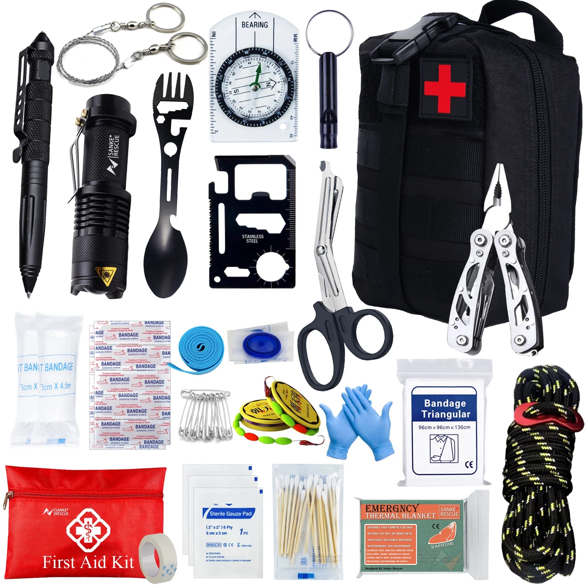 Tactical First Aid Kit for Car, Camping, and Survival with Molle Bag