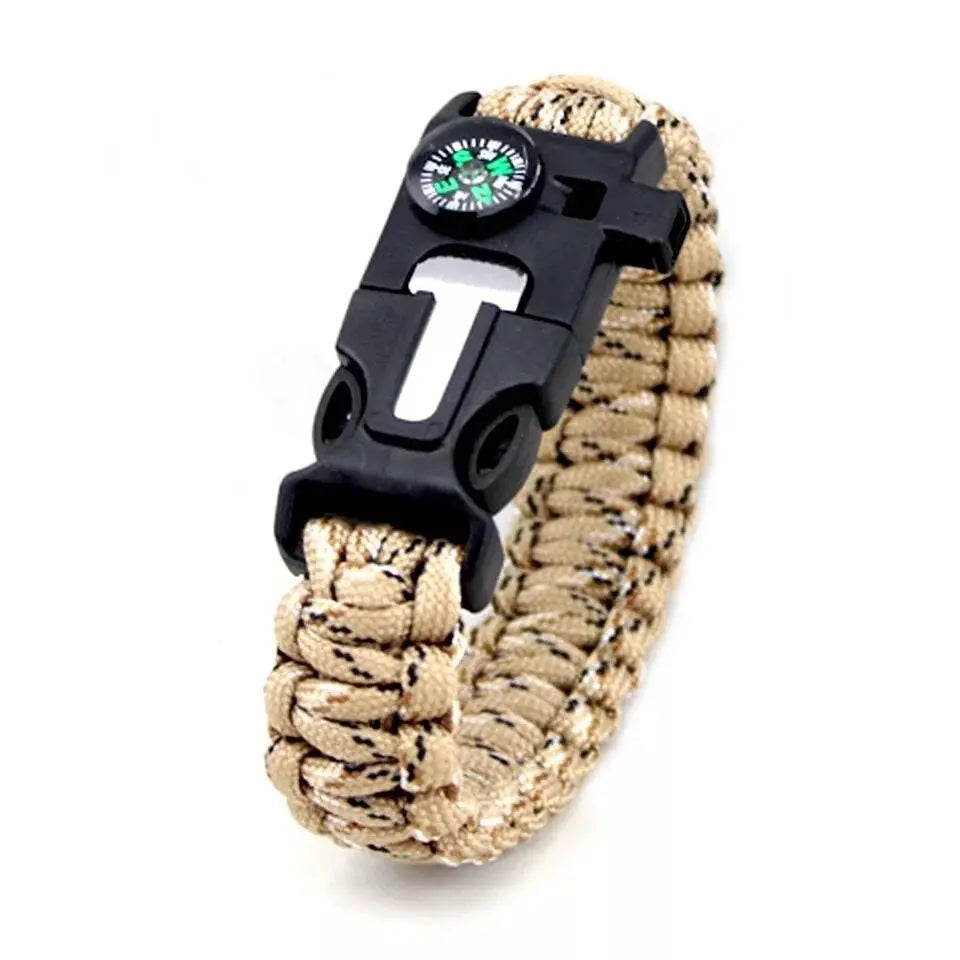 Survival Paracord Bracelet – Military Emergency Parachute Cord with Whistle & Compass