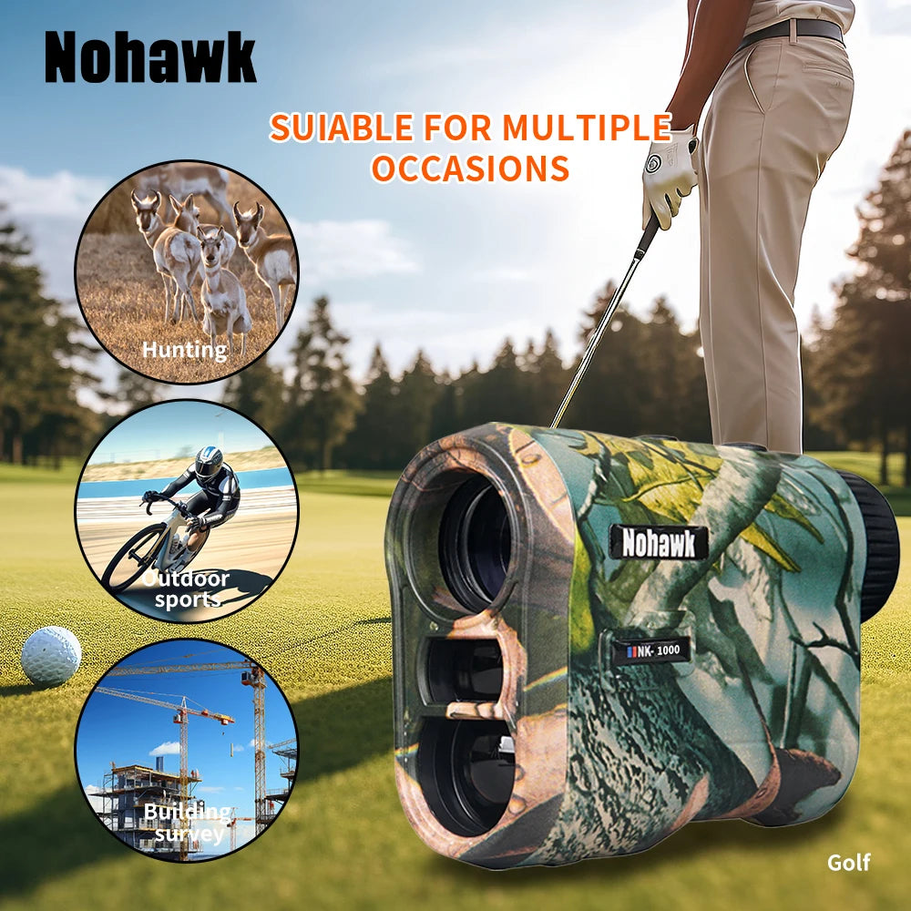 NOHAWK Hunting Laser Rangefinder 600M/1000M – Rechargeable with Slope Compensation