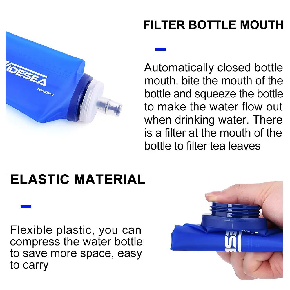 WIDESEA 600ml Soft Water Bottle – Lightweight Folding Hydration Flask for Outdoor Sports