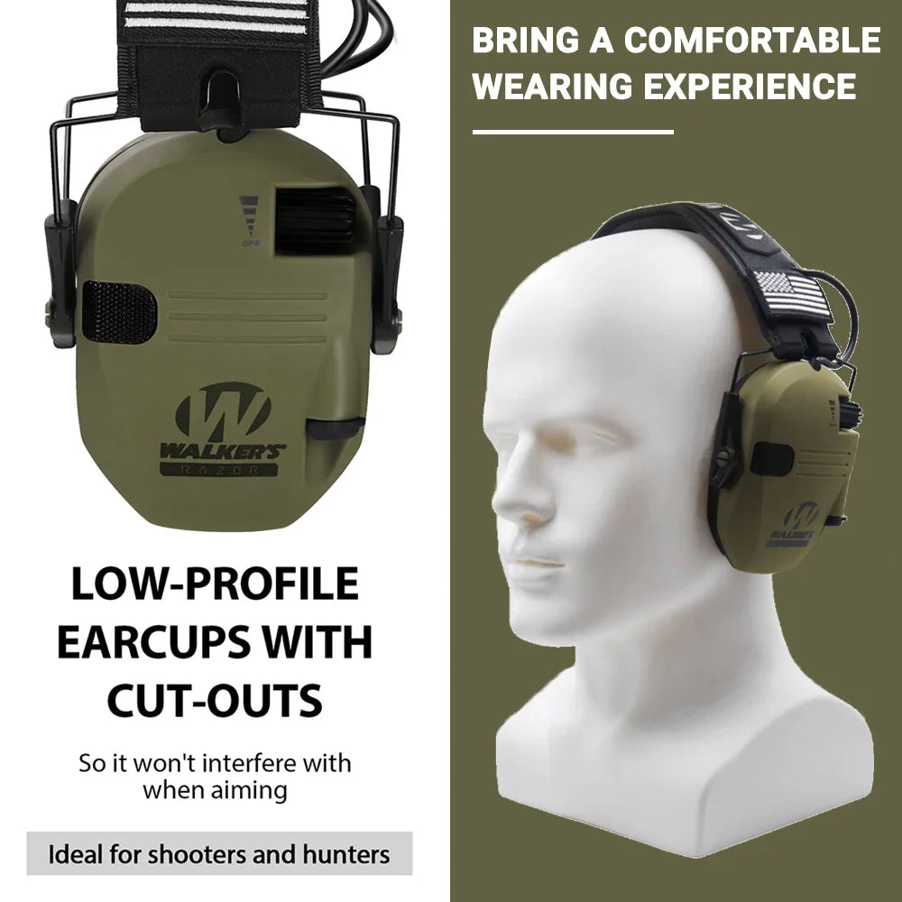 WALKER'S Razor Tactical Active Anti-Noise Earmuff with Bag – Electronic Hearing Protection for Hunting and Shooting