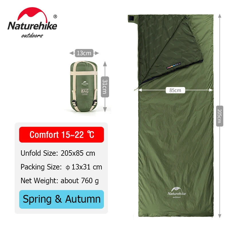 NATUREHIKE LW180 Ultralight Cotton Sleeping Bag for Spring Summer Camping Hiking Outdoor