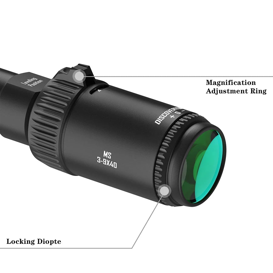 DISCOVERYOPT MS 3-9×40 Spring Riflescope - MOA Reticle Hunting Scope with Lockable Turrets
