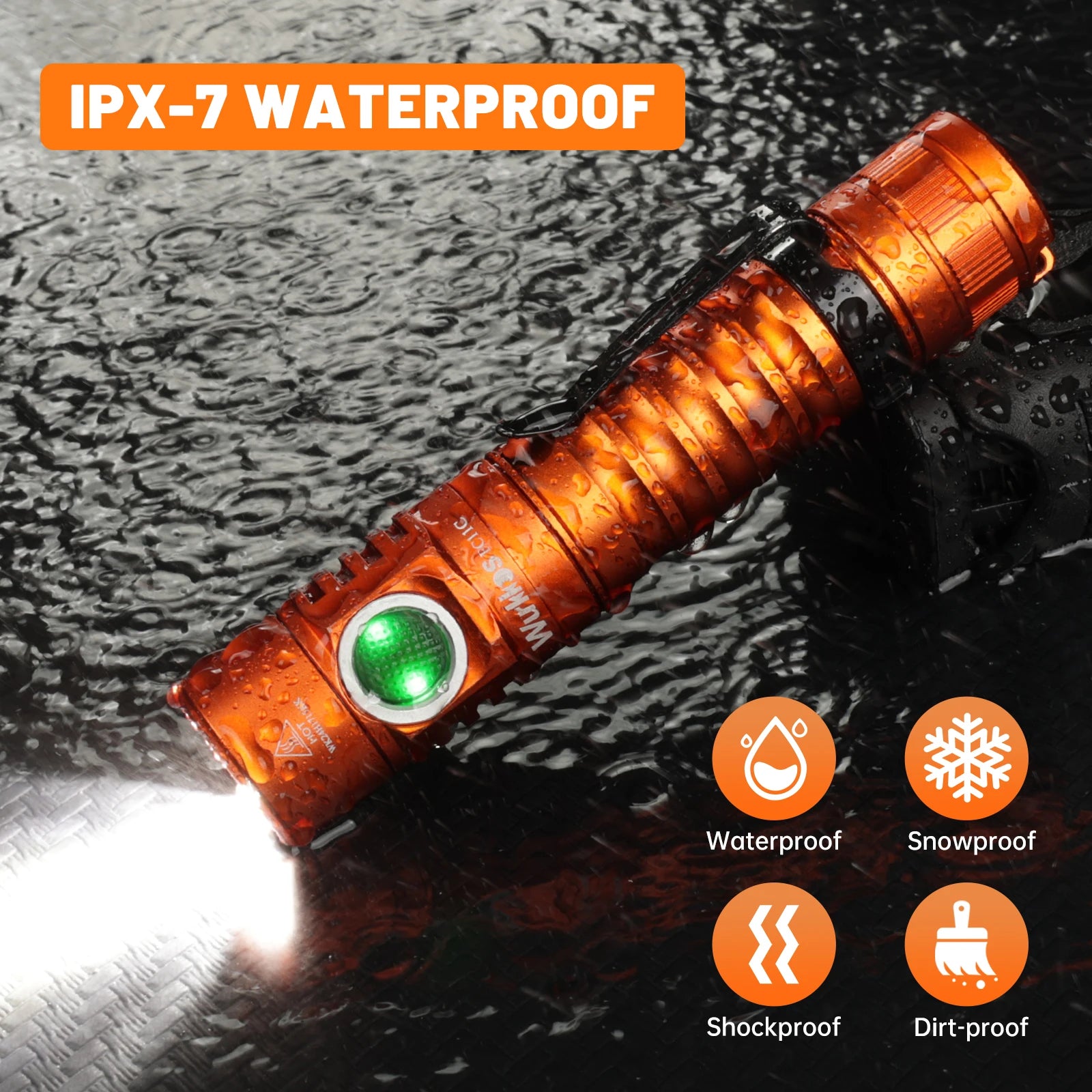 WURKKOS FC11C 1200 Lumen Nichia 519A USB-C EDC Hiking Flashlight