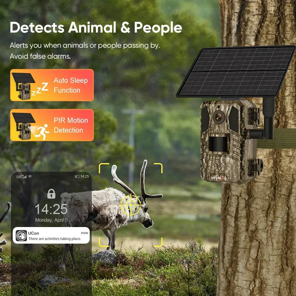 LS VISION 14MP 4G Solar Hunting Trail Camera – IP66 Waterproof with Night Vision and PIR Detection