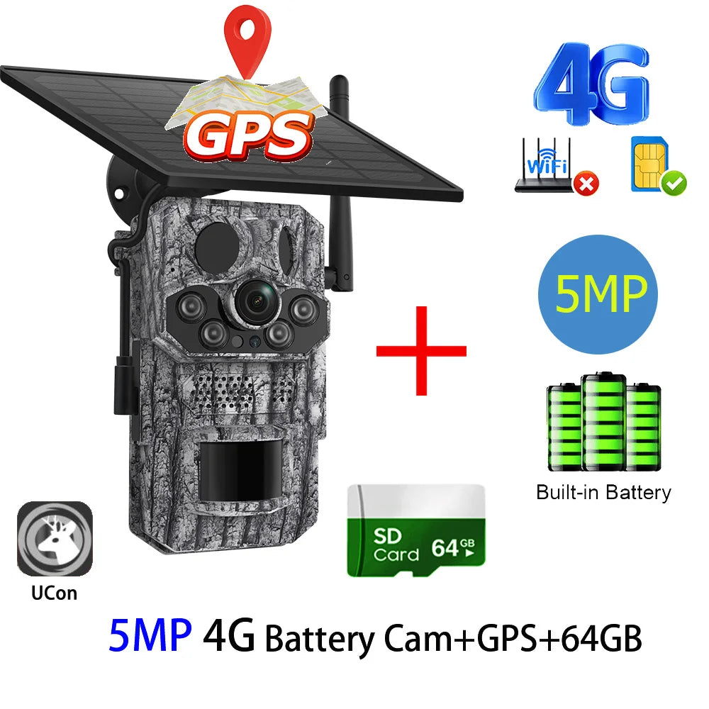 INQMEGA 5MP 4G 2K Trail Camera – PIR Motion Activated Night Vision Solar Hunting Cam