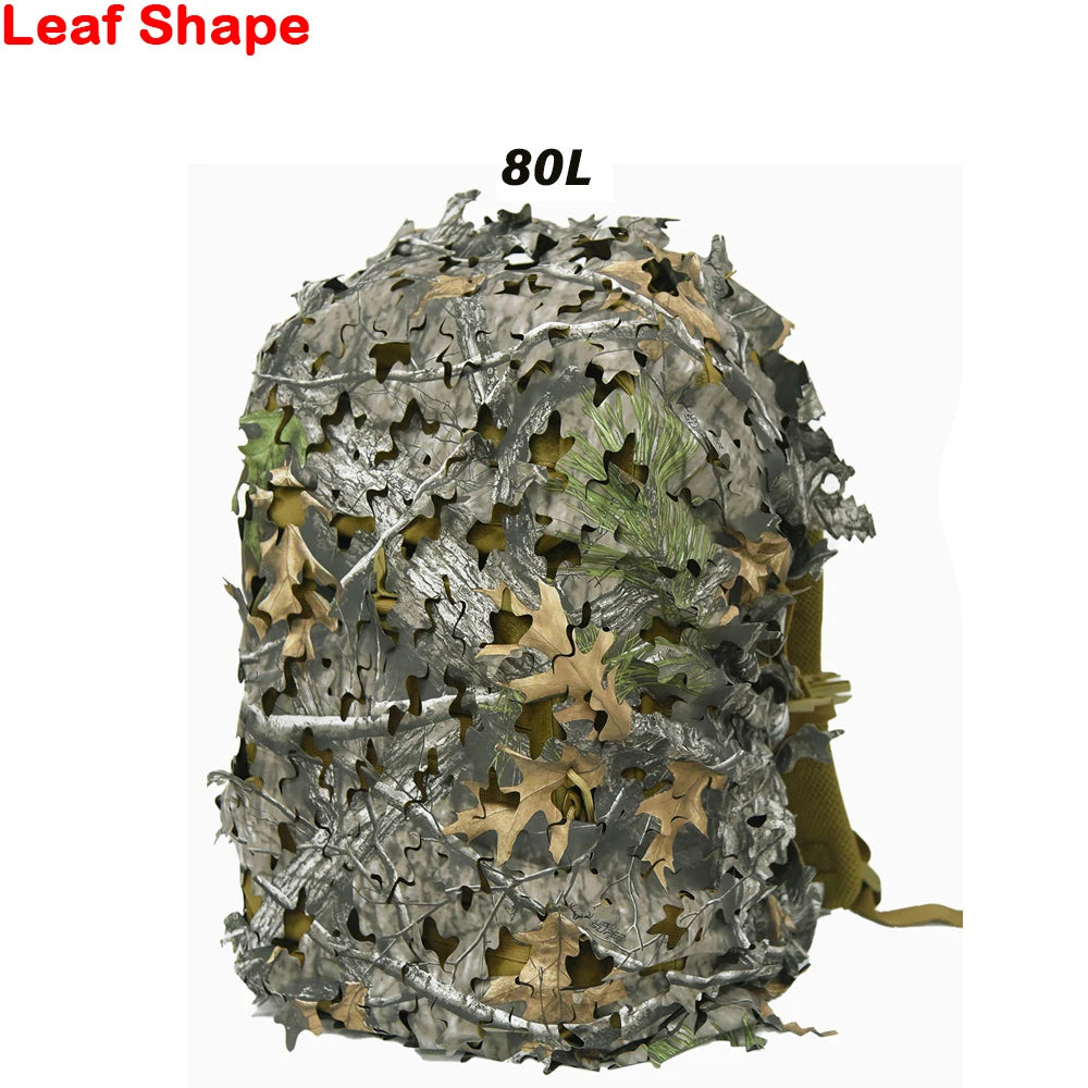 3D Camo Net Backpack Cover – Laser Cut Camouflage for Hunting & Paintball (60L/80L)