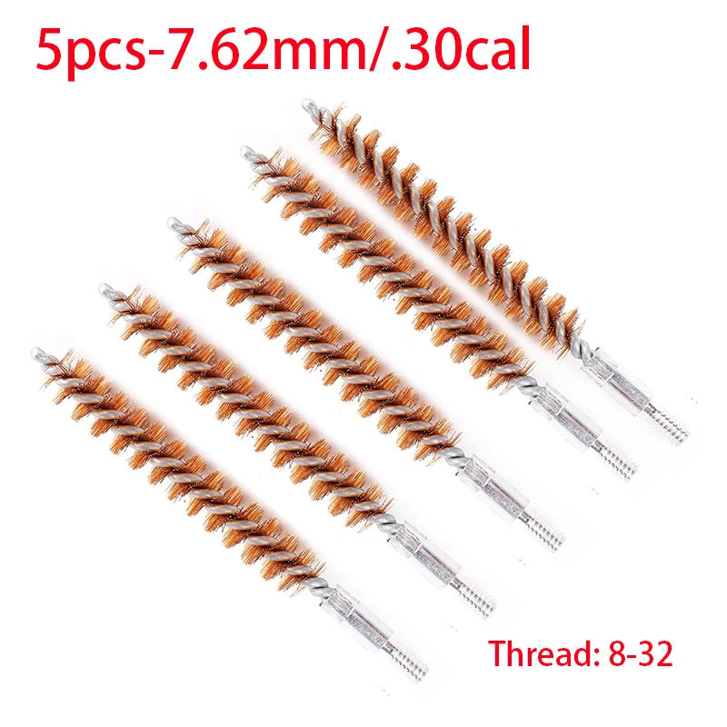 5Pcs Gun Cleaning Brush Head Kit – 9mm, 5.56mm, 7.62mm, .45Cal, .40Cal, 12GA Bronze Brushes