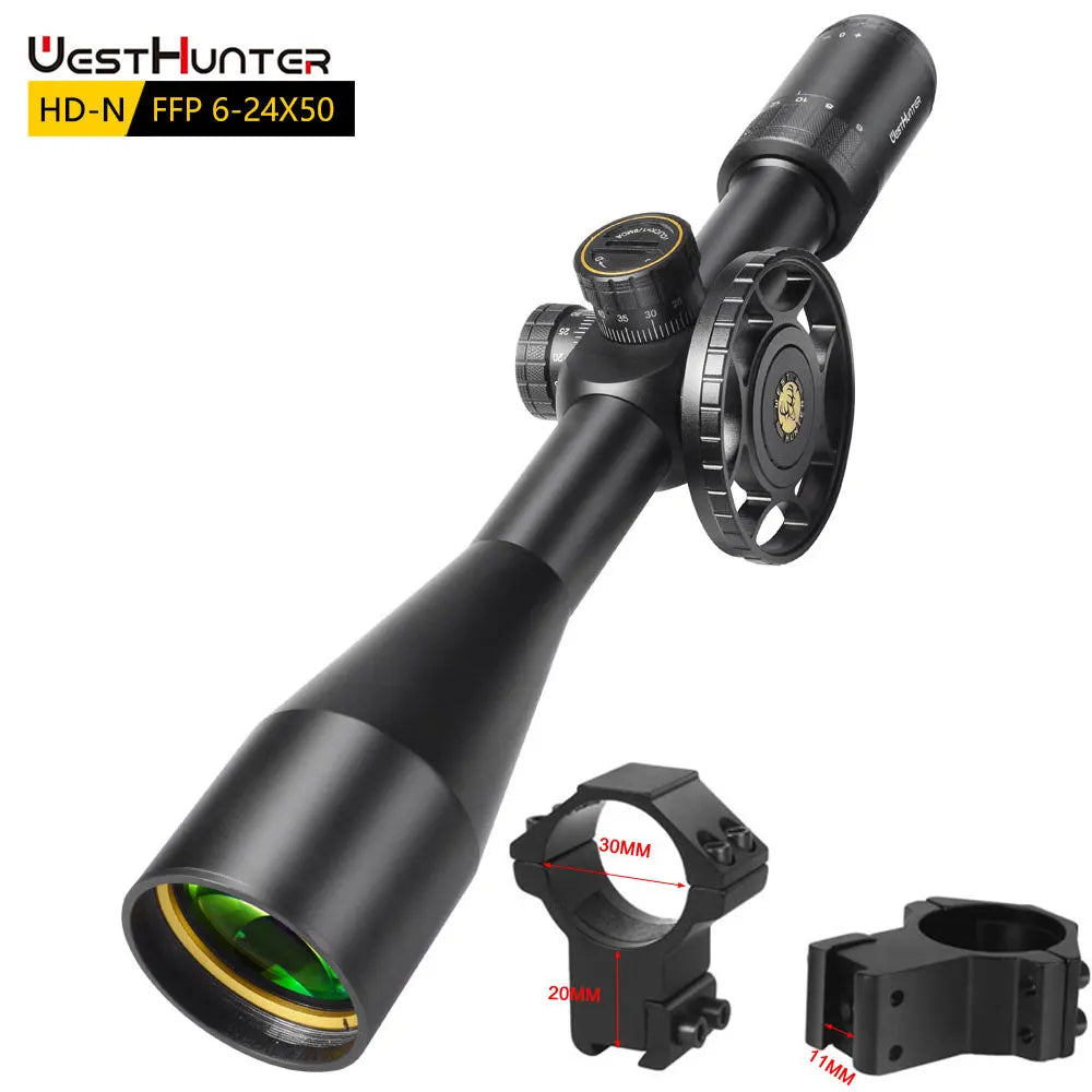 WESTHUNTER HD-N 6-24x50 FFP Riflescope – First Focal Plane Tactical Scope with Side Parallax