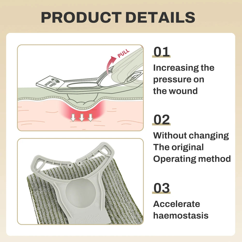 RHINO RESCUE 4" Emergency Compression Bandage Tactical Trauma Wound Dressing