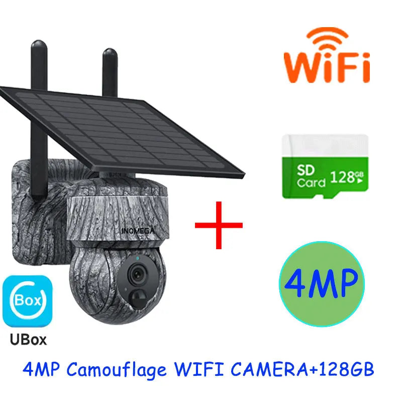INQMEGA 5MP 4MP Solar PTZ Security Camera – Wireless 4G WiFi CCTV with Two-Way Audio