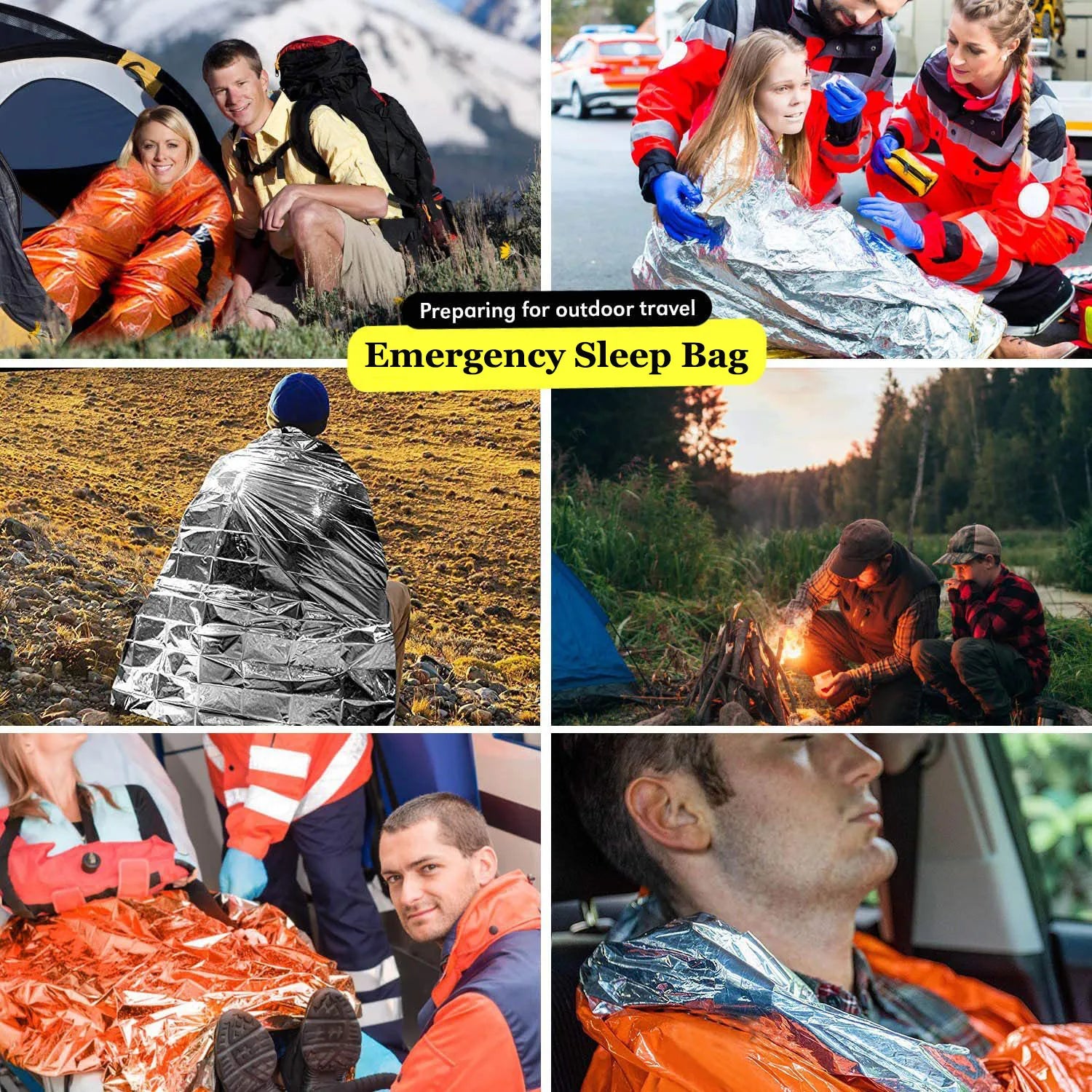 Portable Waterproof Emergency Survival Sleeping Bag for Camping and First Aid