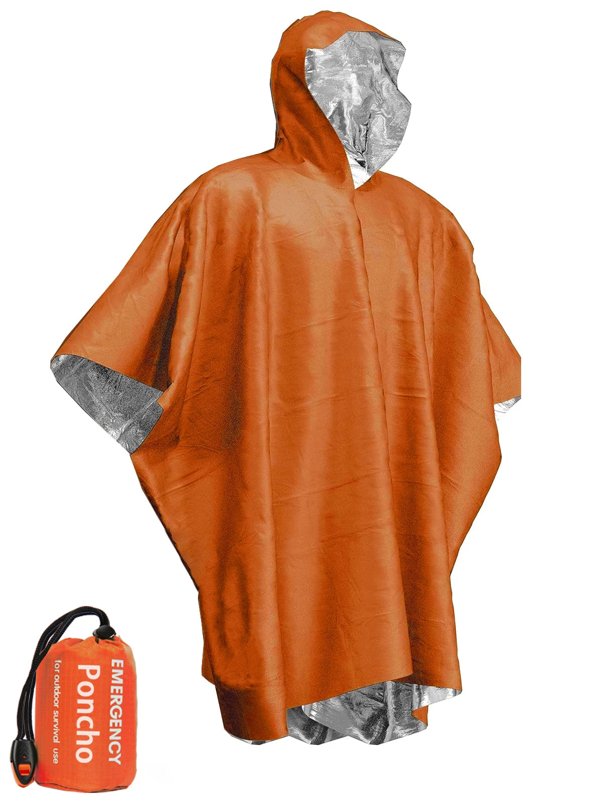 Emergency Thermal Rain Poncho with Survival Blanket for Camping and Outdoors