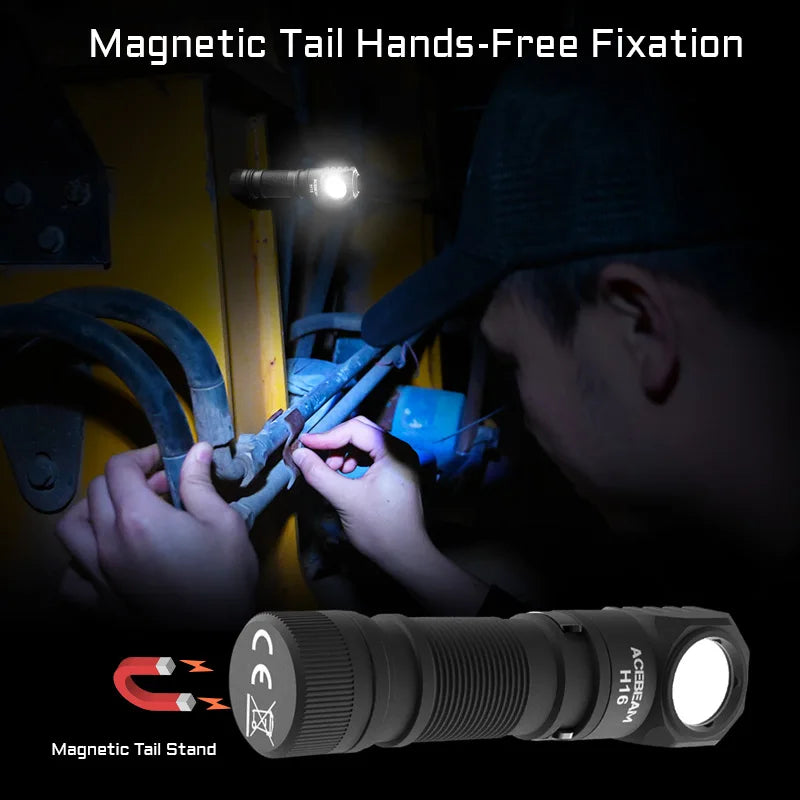 ACEBEAM H16 Lightweight AA Headlamp 1000 Lumen EDC Right Angle Torch