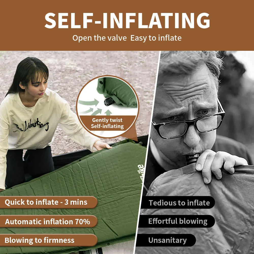 NATUREHIKE Self-Inflating Camping Mattress with Built-in Pump, 5CM Thick