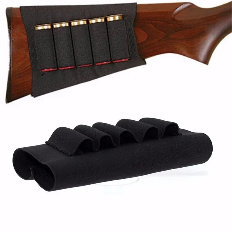 12-Gauge Elastic Buttstock Ammo Holder – Nylon MOLLE Shotgun Shell Pouch, Hunting Bags, Holsters