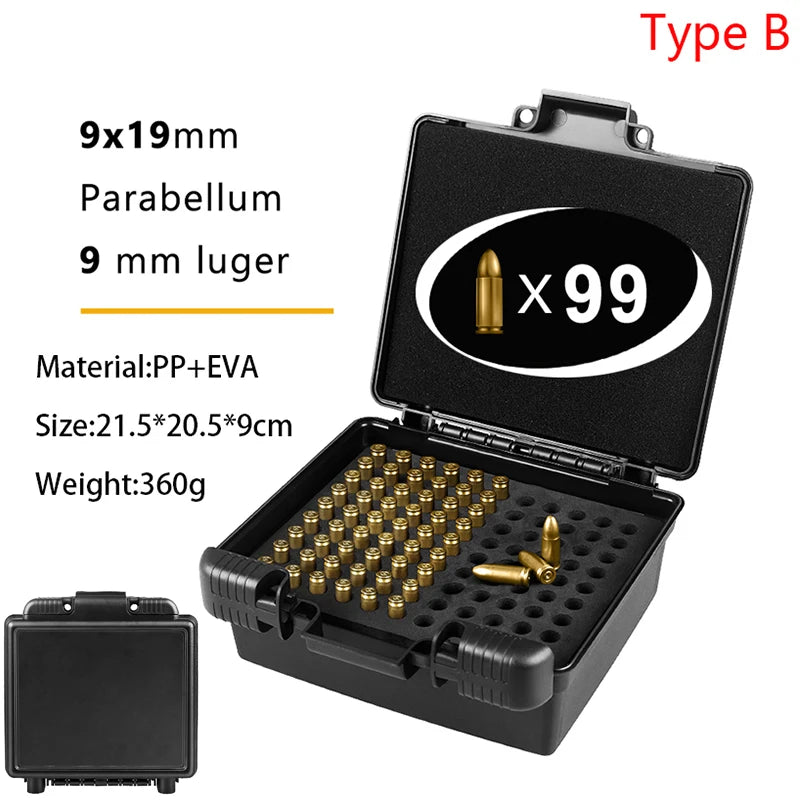AIRSSON 9mm Ammunition Box – 50/99/216 Round Ammo Storage Case for Hunting & Shooting