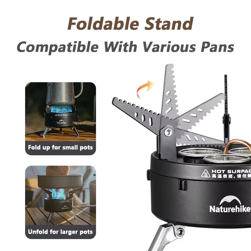NATUREHIKE IGT Burner – Portable Three-Head Gas Stove for Camping & Outdoor Cooking